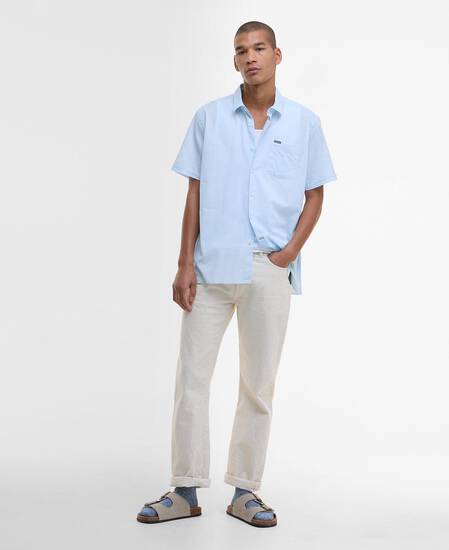 Pigment Dye Slub Short-Sleeved Shirt Bleached Blue Pigment Dye Slub Short-Sleeved Shirt Bleached Blue