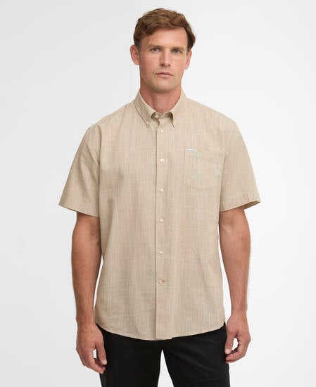 Fleming Linen Blend Regular Short-Sleeved Shirt Stone