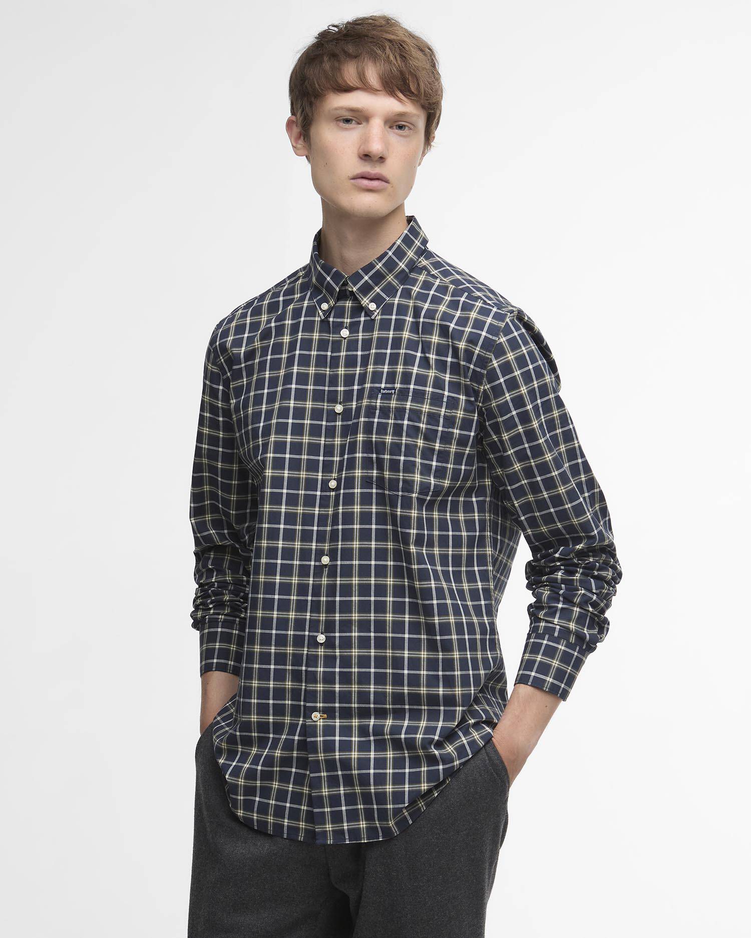 Bramham Checked Tailored Shirt Navy image number 0