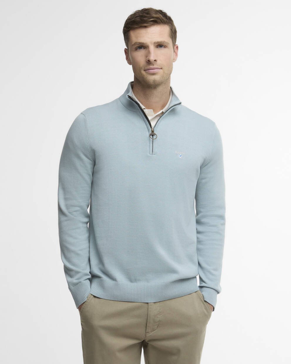 Maglione con zip corta in cotone compatto Lingwood