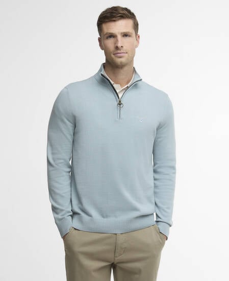 Maglione con zip corta in cotone compatto Lingwood Slate