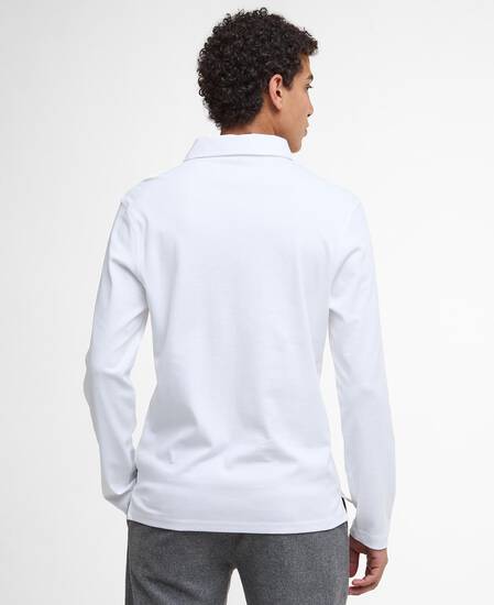 Polo a maniche lunghe leggermente aderente Corpatch White Polo a maniche lunghe leggermente aderente Corpatch White