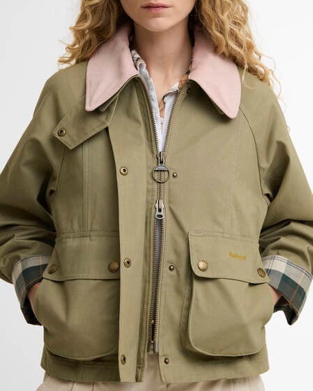 Cropped Beadnell Casual Jacket Bleached Olive/Ancient/Gardenia