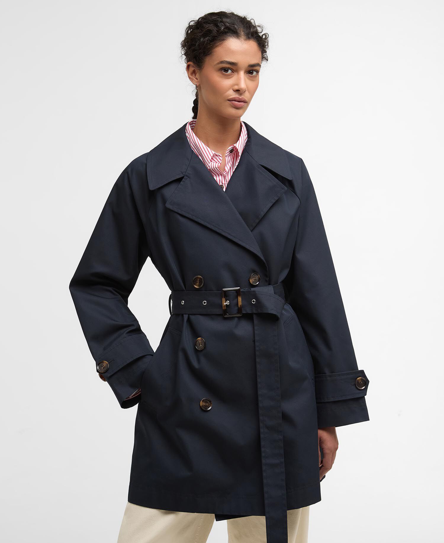 Adare Showerproof Trench Coat Dark Navy/Dress Navy Tartan
