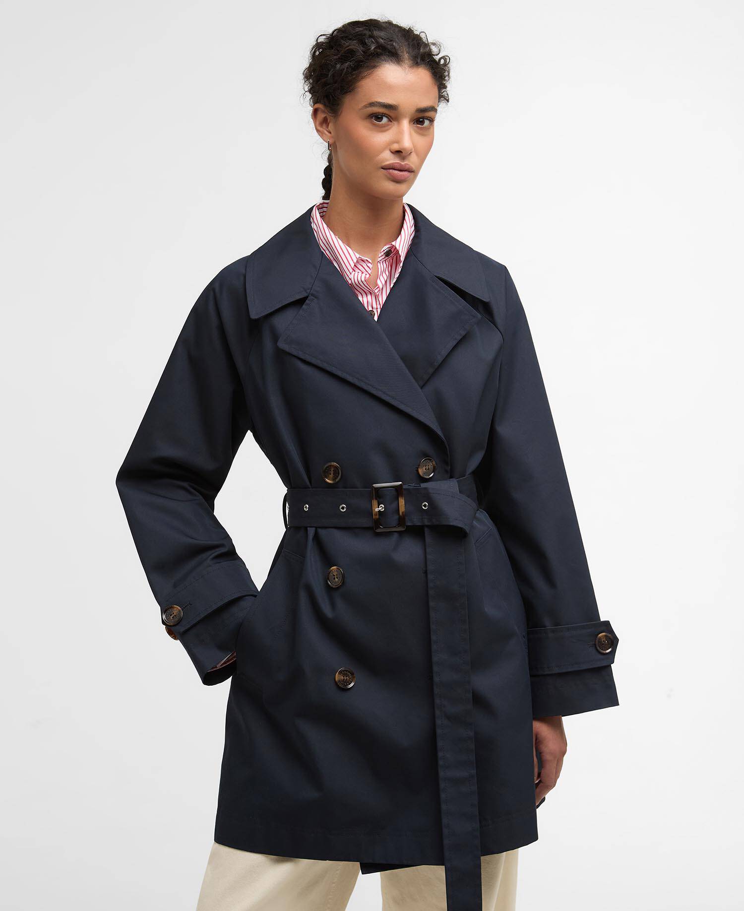 Adare Showerproof Trench Coat Dark Navy/Dress Navy Tartan image number 0