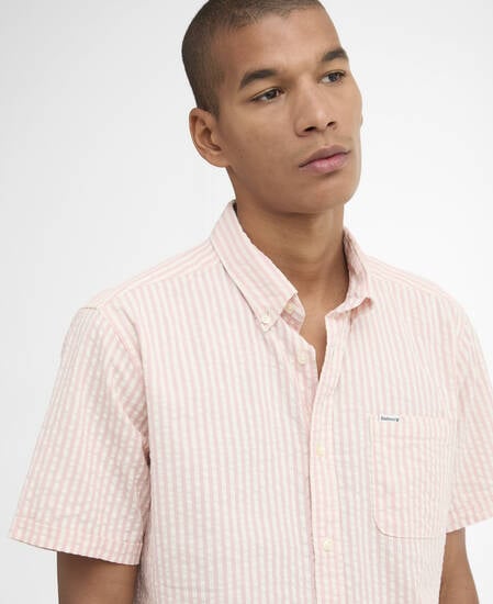 Camicia Cresswell a maniche corte in seersucker dalla vestibilit&agrave; regular Mineral Pink