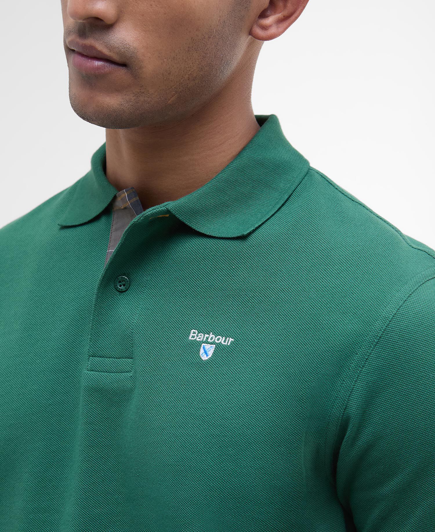 Tartan Pique Polo Shirt Racing Green