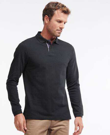 Essential Long-Sleeved Polo Shirt Classic Black
