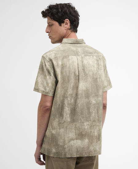 Ross Printed Short-Sleeved Relaxed Shirt Grey Olive
