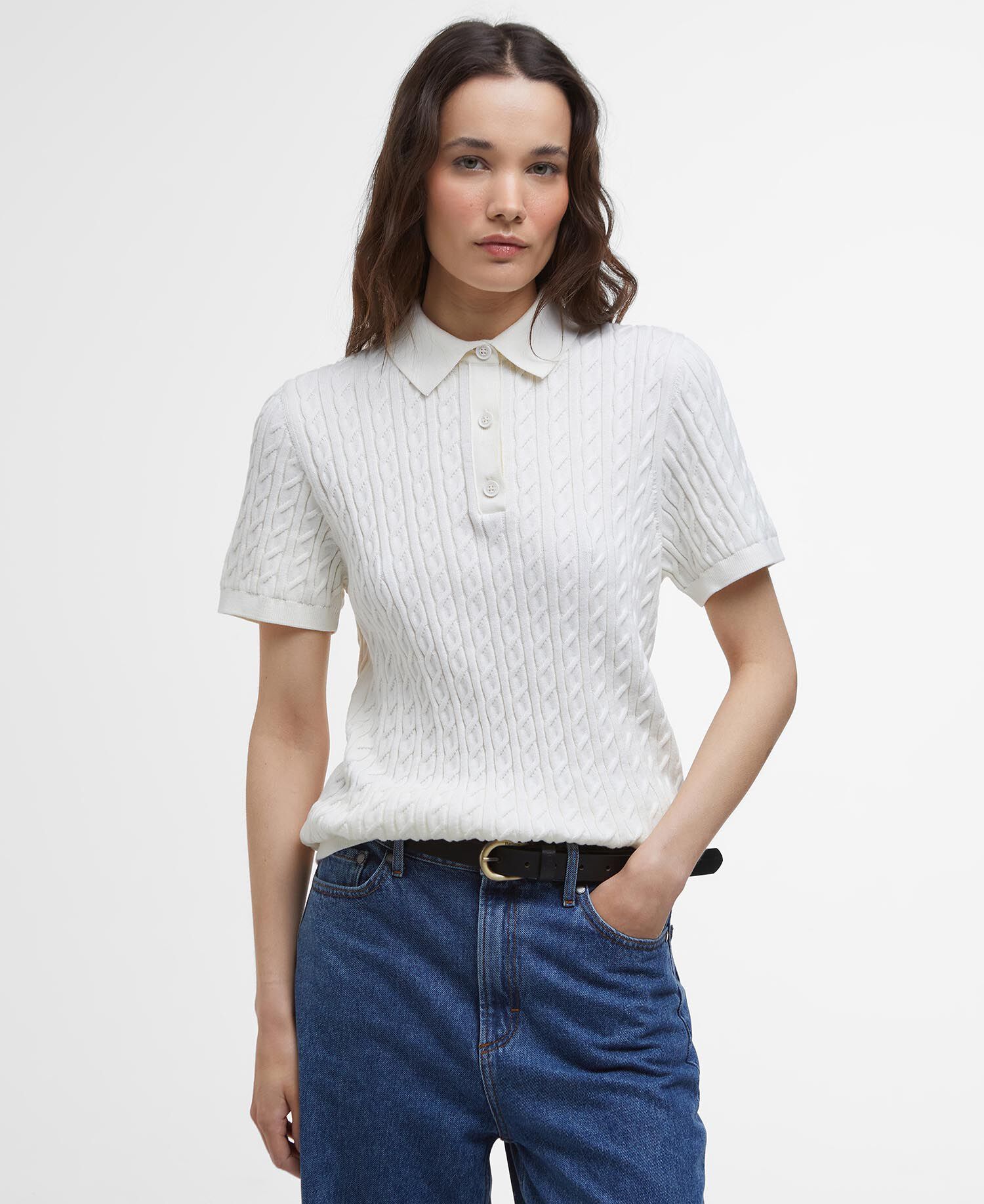 Hartland Knitted Polo Shirt Cloud