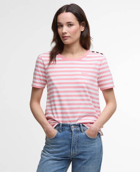 T-shirt Ferryside con motivo a righe Coral Stripe