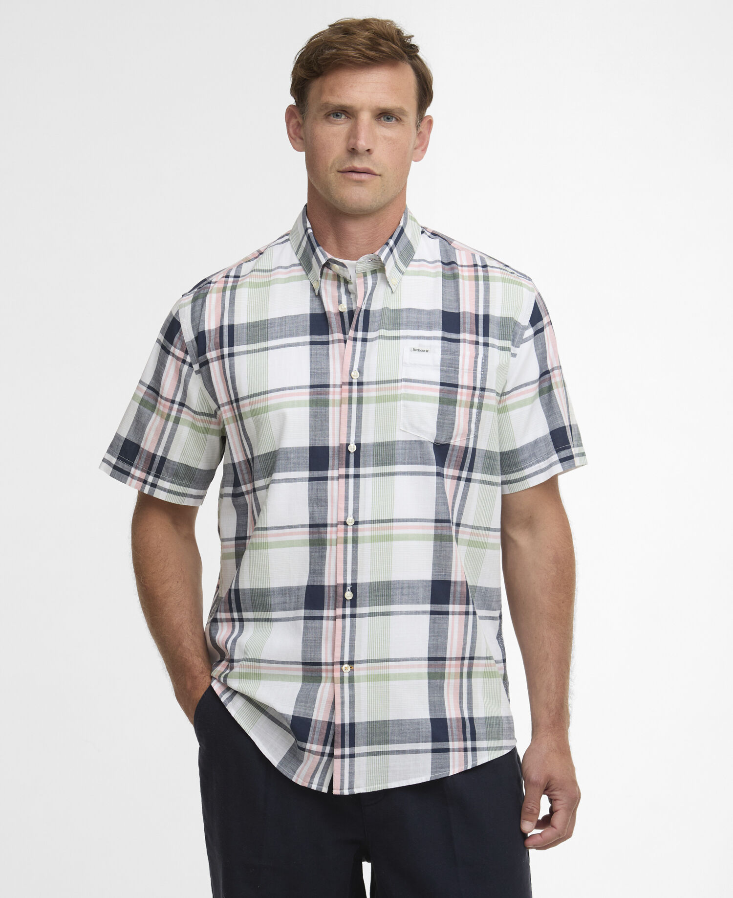 Camicia Swinfell a maniche corte dalla vestibilit&agrave; regular con motivo a quadri Loden Green