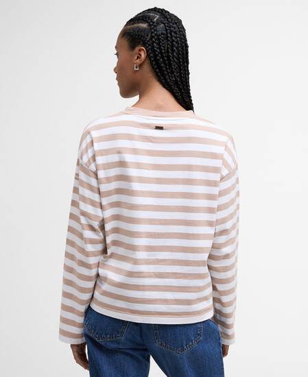 Bede Oversized Long-Sleeved T-Shirt Pale Camel Stripe