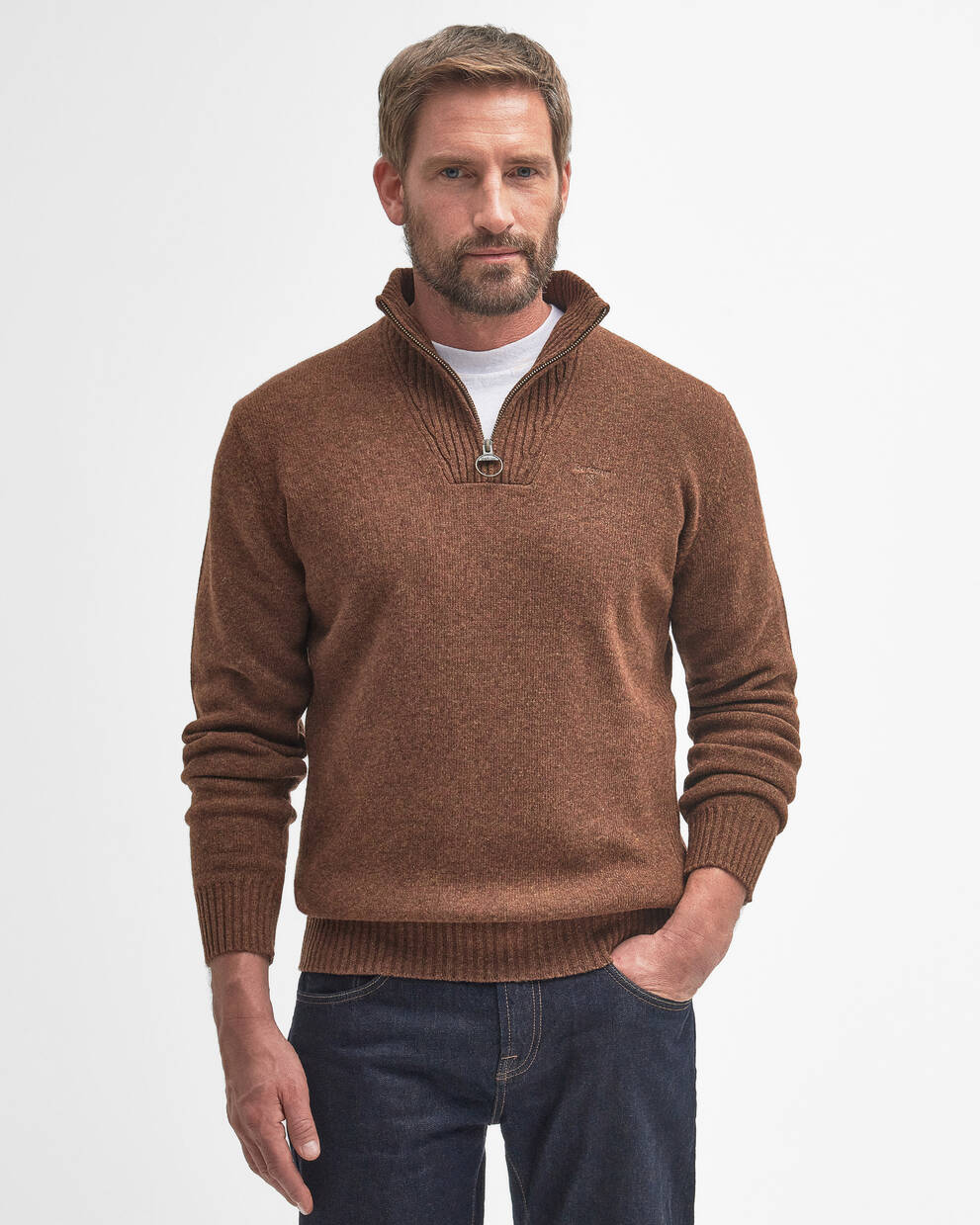 Maglione con mezza zip in lana d'agnello Essential