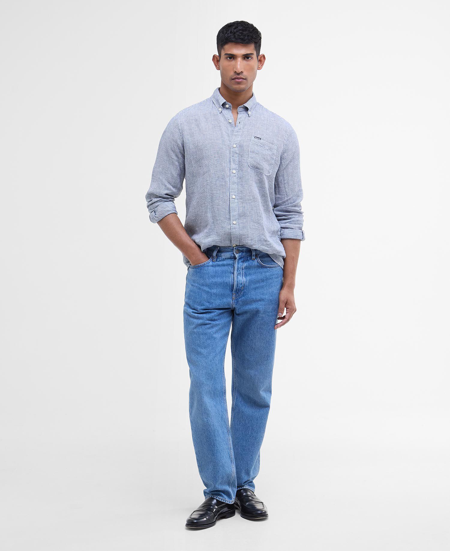 Linton Tailored Long-Sleeved Shirt Classic Navy