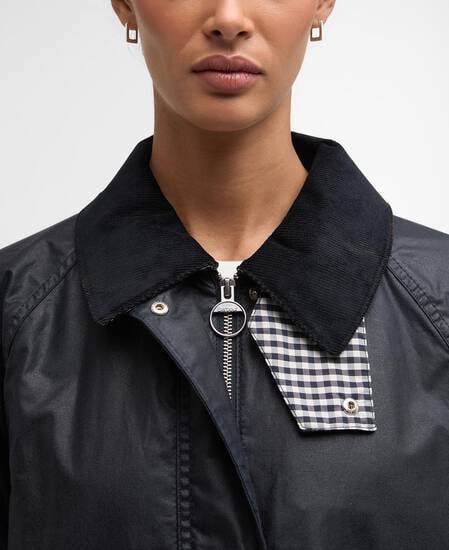 Wren Waxed Jacket Royal Navy/Navy Gingham Check