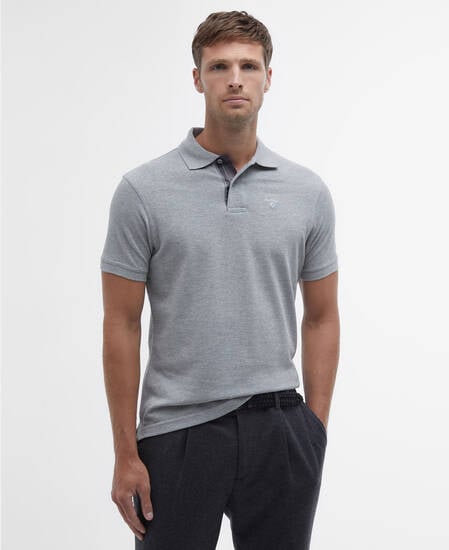 Tartan Pique Polo Shirt Grey Marl Tartan Pique Polo Shirt Grey Marl