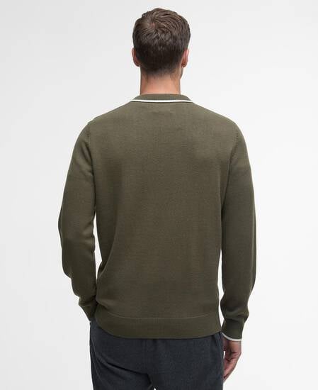 Langarm-Poloshirt Fenhill Knitted Mid Olive