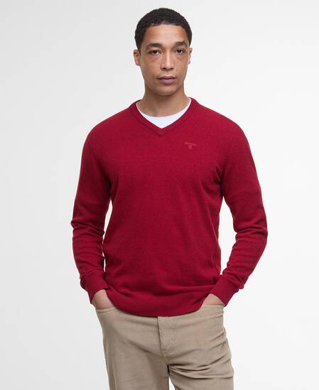 Essential V-Neck Jumper Red