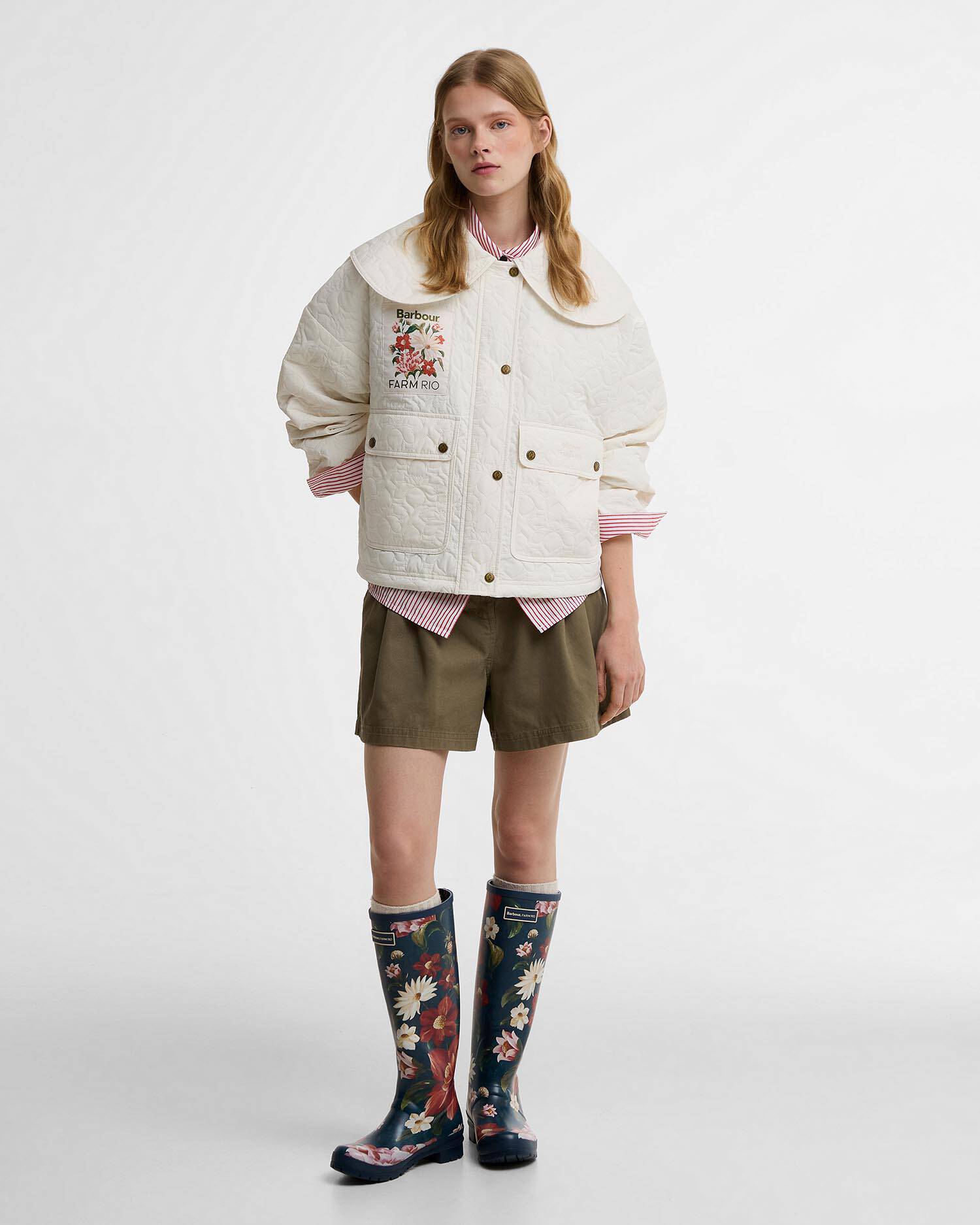 Barbour FARM Rio Lotus Quilted Jacket White Rose image number 1