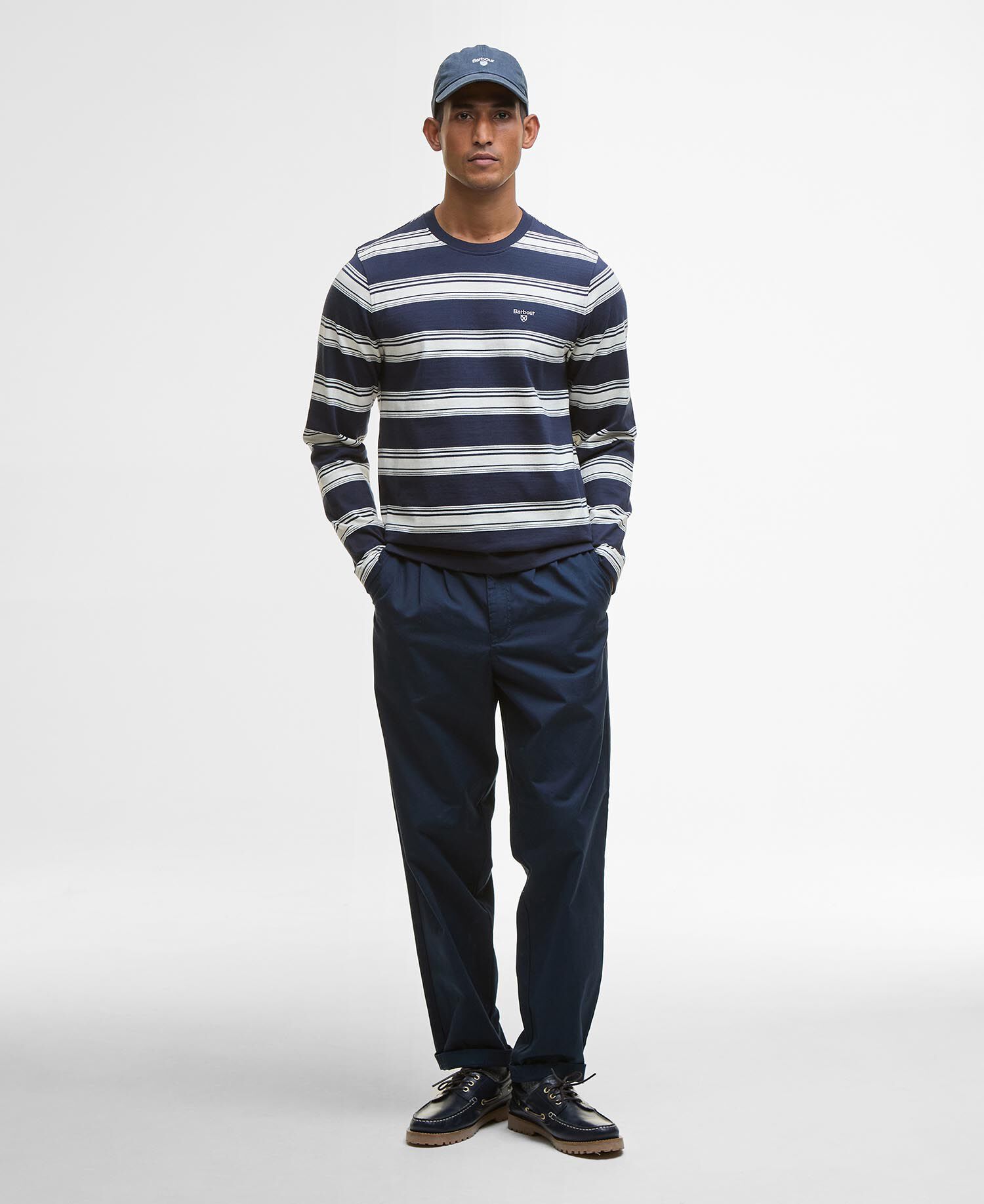 Camicia a maniche lunghe leggermente aderente a righe Plaistow Navy