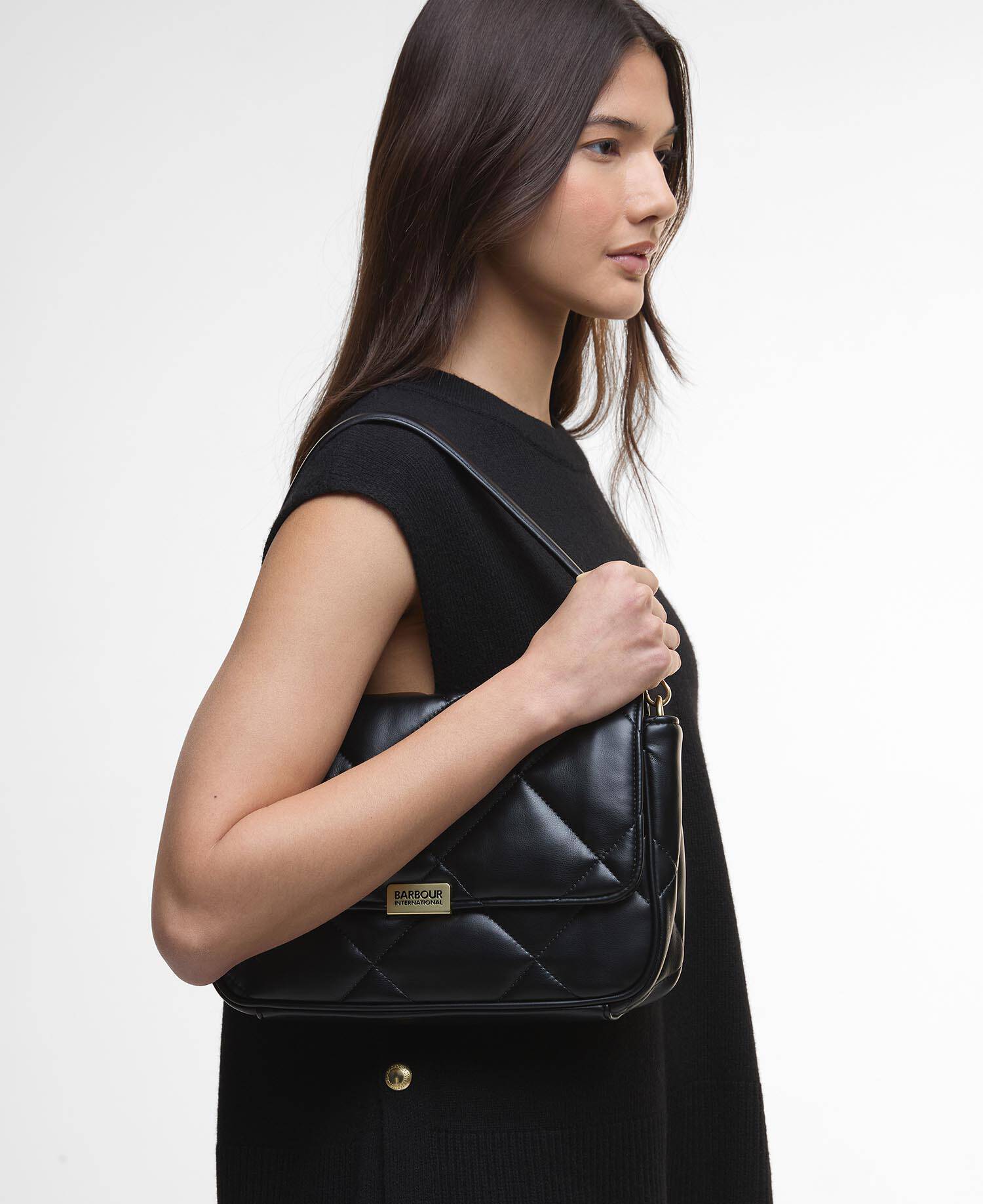 Soft Quilted Shoulder Bag Black image number 6