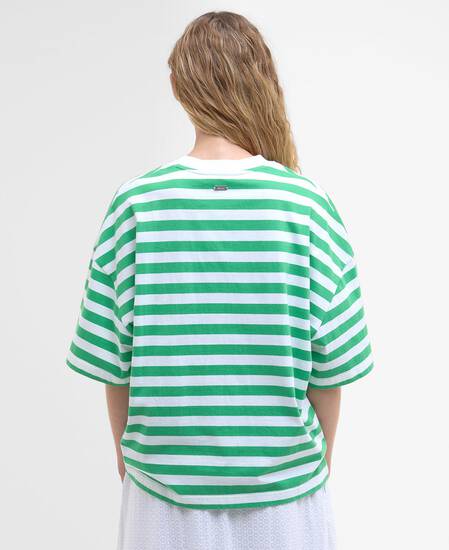 T-shirt oversize Abby con motivo a righe White/Kelly Green