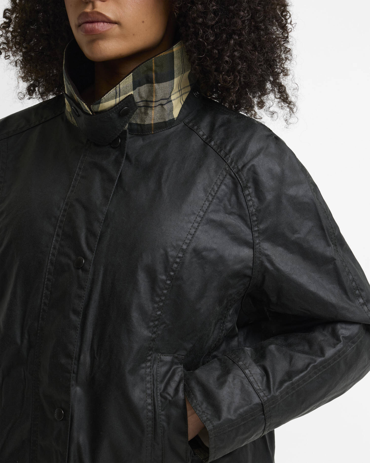 Beadnell Plus-Size Waxed Jacket Sage image number 3