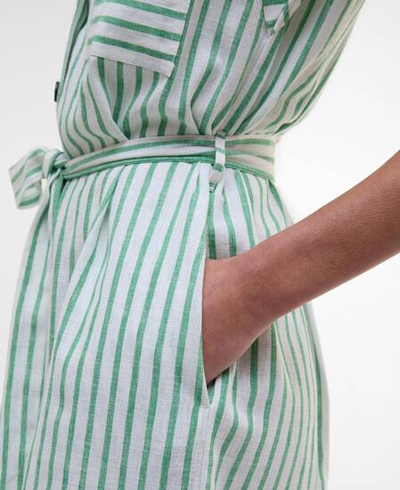 Abby Striped Midi Dress Kelly Green/White Stripe