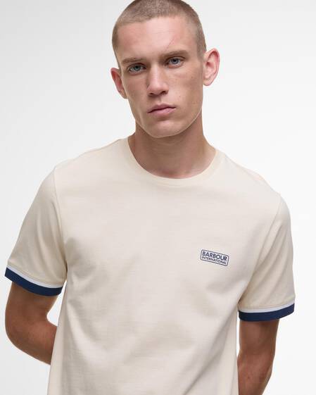 Deep Cuff Evan Tipped T-Shirt Calico White