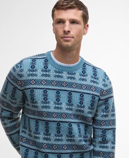 Grangetown Fair Isle Crew Neck Jumper Bluestone