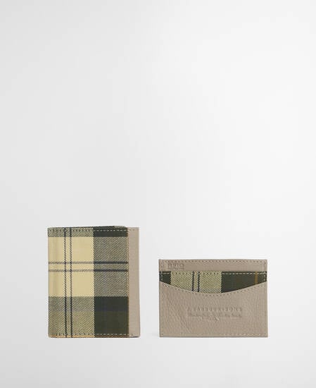 Cresswell Leather Trifold and Card Holder Gift Set Concrete/ Ancient