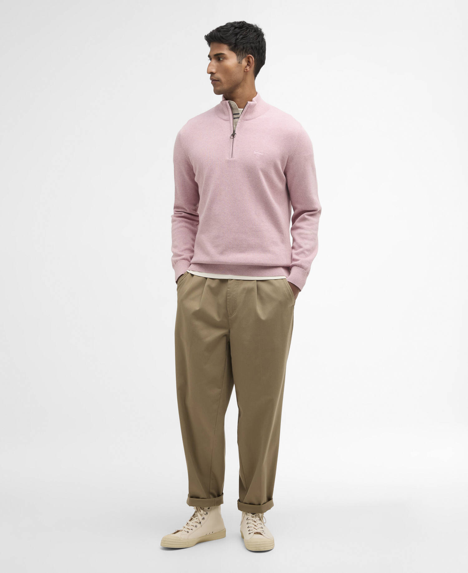 Cotton Quarter-Zip Jumper Pink image number 1