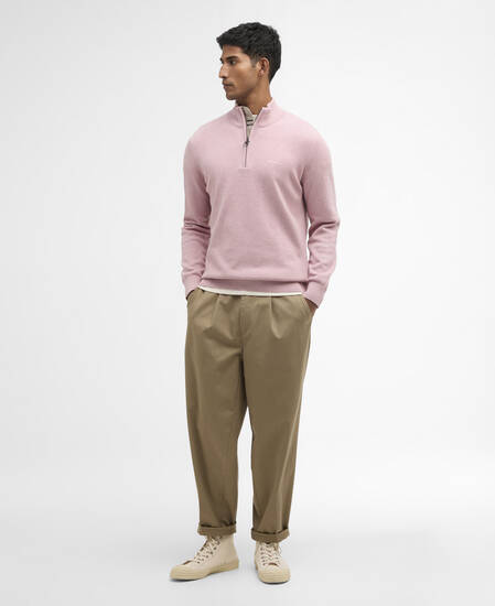 Cotton Quarter-Zip Jumper Pink