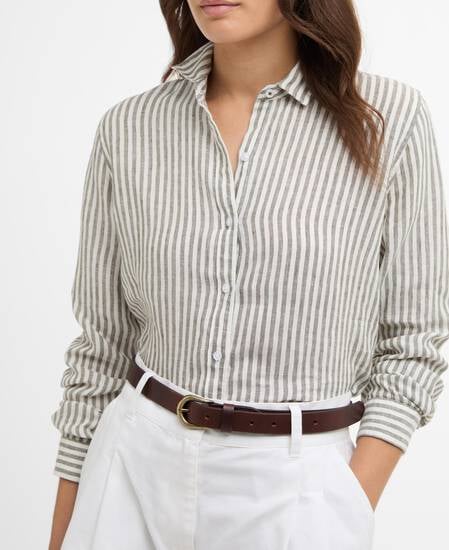 Marine Relaxed Long-Sleeved Shirt Dusky Khaki Stripe