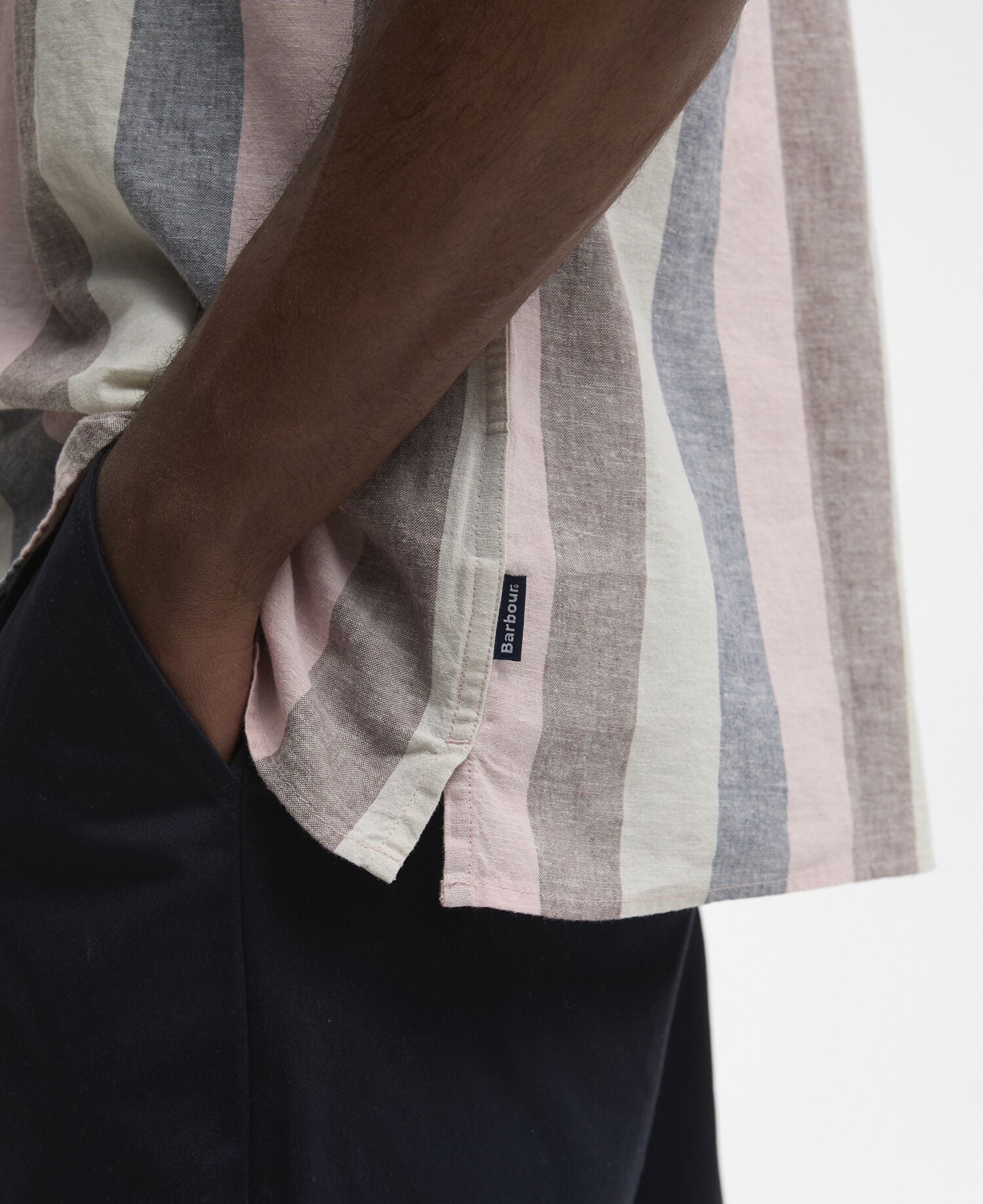 Portwell Striped Regular Short-Sleeved Shirt Pink