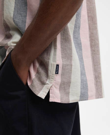 Portwell Striped Regular Short-Sleeved Shirt Pink