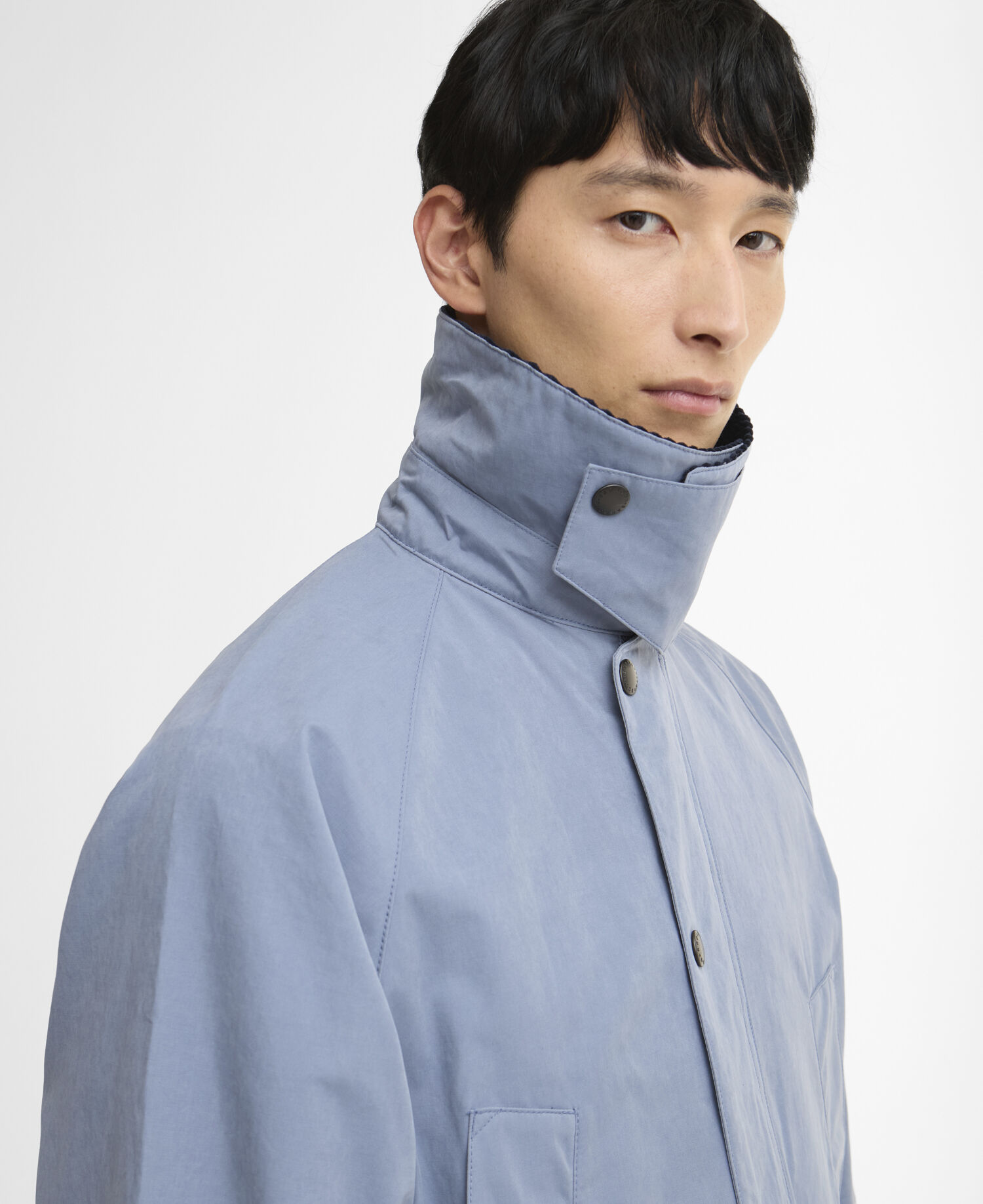 Peached Oversized Bedale Casual Jacket Washed Blue