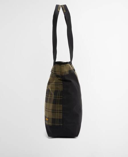 Mya Patchwork Tote Bag Black/Olive Check