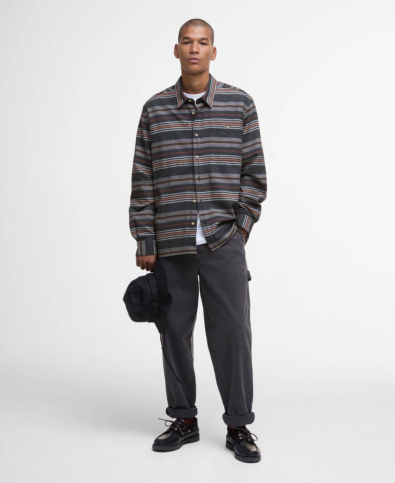 Bowscale Striped Relaxed Shirt Charcoal Marl image number 1