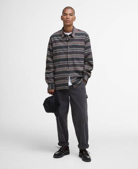 Bowscale Striped Relaxed Shirt Charcoal Marl