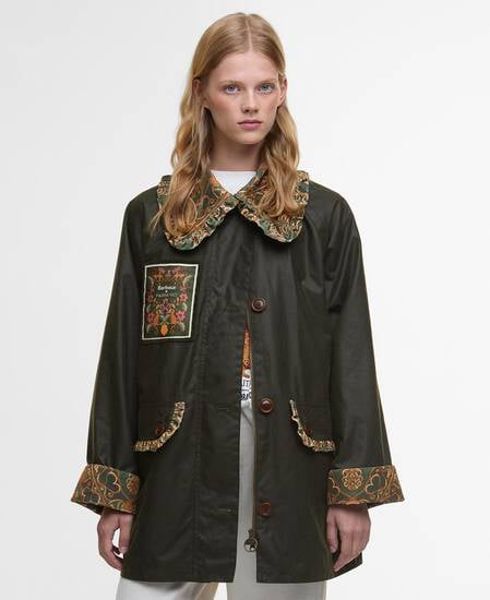 Barbour FARM Rio Maria-Clara Waxed Jacket Fern/Green Heart Print