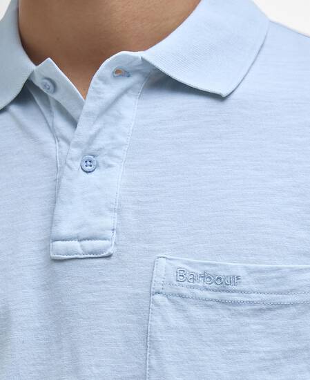 Pigment Dye Slub Polo Shirt Bleached Blue Pigment Dye Slub Polo Shirt Bleached Blue