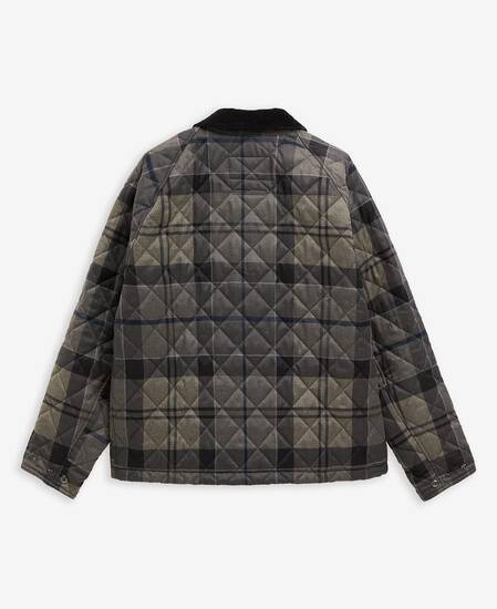 Tartan Transport Quilted Jacket Navy Winter Dress Tartan
