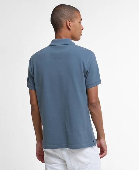 Tartan Pique Polo Shirt Blue Stone