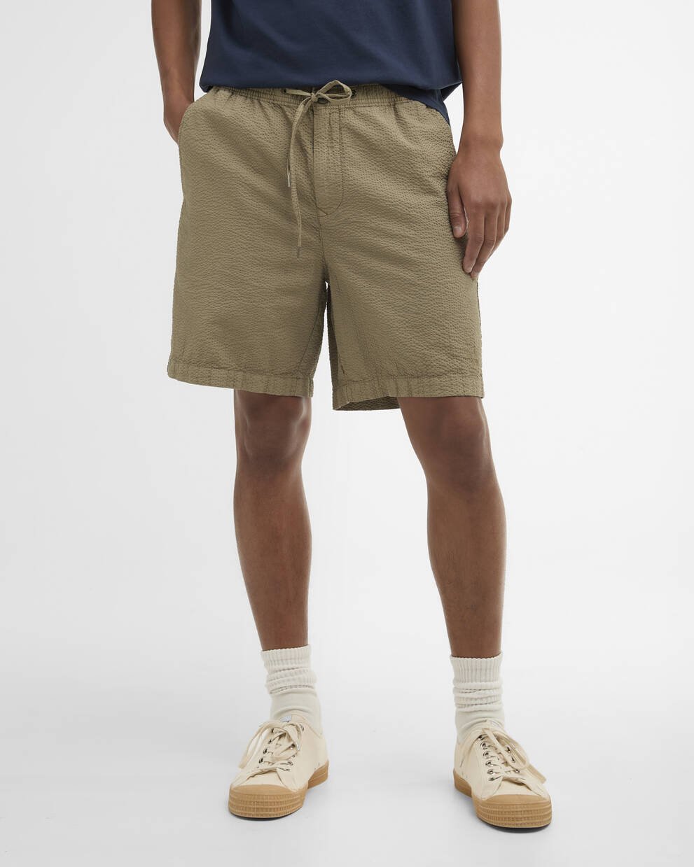 Shorts in seersucker con vestibilit&agrave; comoda