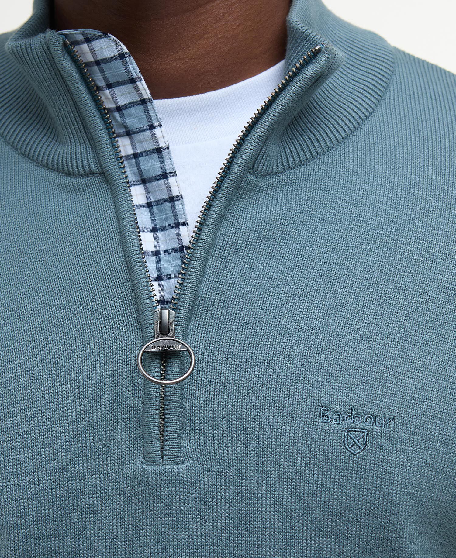Cotton Quarter-Zip Jumper Vintage Teal