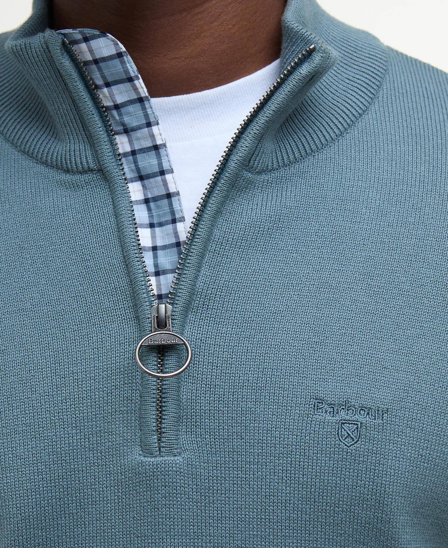 Cotton Quarter-Zip Jumper Vintage Teal image number 4
