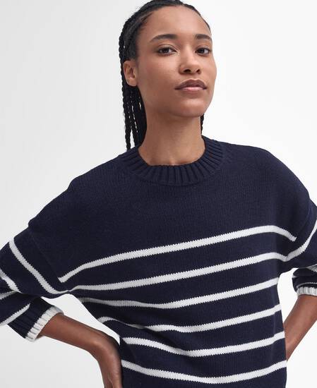 Belmore Striped Crew Neck Jumper Classic Navy