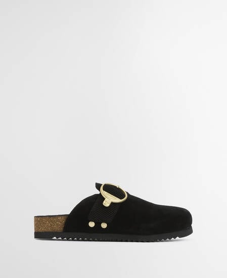 Kyra Closed Toe Sandal Black Suede